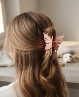 Nalvion Pink Matte Butterfly Hair Claw Clip – Premium Korean Style | Strong Grip