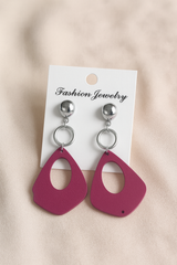 ⭐ NALVION – Metallic Pink Abstract Drop Earrings