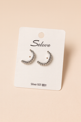 Mini Silver Crescent Studs – Silver 925 Pin
