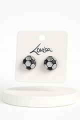 Nalvion – Football Stud Earrings (Black & White)