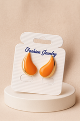Nalvion – Orange Drop Shape Earrings (Gold Outline)