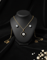 ✨ Black Clover Pendant & Earrings Set – Premium Edition (Golden)