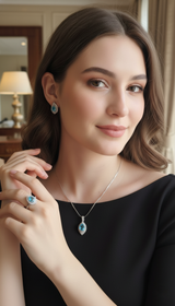 Aqua Grace Zircon Set – Necklace, Earrings & Ring (Last Restock)