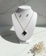 ❤🖤 Clover Charm Pendant Set – Red & Black Variant