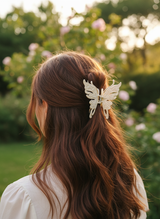 Nalvion Ivory Matte Butterfly Hair Claw Clip – Strong Grip | Korean Aesthetic