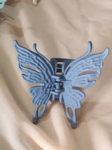 Nalvion Steel Blue Matte Butterfly Hair Claw Clip – Strong Grip | Premium Korean Aesthetic