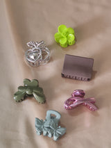 Mini Hair Claw Clip Set – Flower, Heart, Bow & Butterfly | Strong Grip | Daily Use