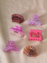 Acrylic & Glitter Hair Claw Clips – Set of 6 | Strong Grip | Shimmery & Pastel Mix Collection
