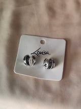 Nalvion – Football Stud Earrings (Black & White)