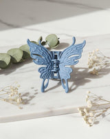 Nalvion Steel Blue Matte Butterfly Hair Claw Clip – Strong Grip | Premium Korean Aesthetic