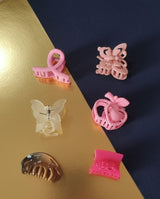 Nalvion Cute Mini Hair Claw Clips Set (6 pcs) – Butterfly, Bow, Heart, Ribbon Shapes | Soft Pastel Collection