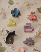 Vintage & Pastel Mini Hair Claw Clips – Set of 6 | Strong Grip & Trendy Shapes