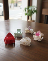 Premium Mini Hair Claw Set – 5 pcs | Pearl Bow, Floral, Shell & Matte Collection