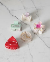 Premium Mini Hair Claw Set – 5 pcs | Pearl Bow, Floral, Shell & Matte Collection