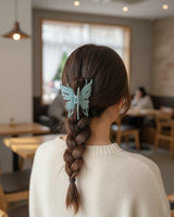 Nalvion Sky Blue Matte Butterfly Hair Claw Clip – Strong Grip | Korean Aesthetic | Premium Finish