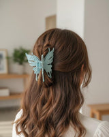 Nalvion Sky Blue Matte Butterfly Hair Claw Clip – Strong Grip | Korean Aesthetic | Premium Finish