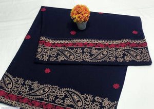 Women’s Swiss Embroidered Shawl – Blue | Elegant Winter Collection