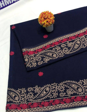 Women’s Swiss Embroidered Shawl – Blue | Elegant Winter Collection
