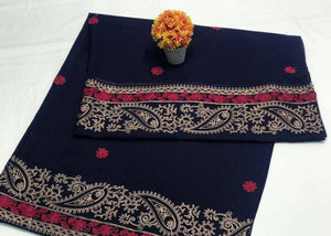 Women’s Swiss Embroidered Shawl – Blue | Elegant Winter Collection