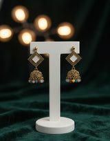 Bohemian Mirror Dome Jhumka – Multicolor Charm by Nalvion