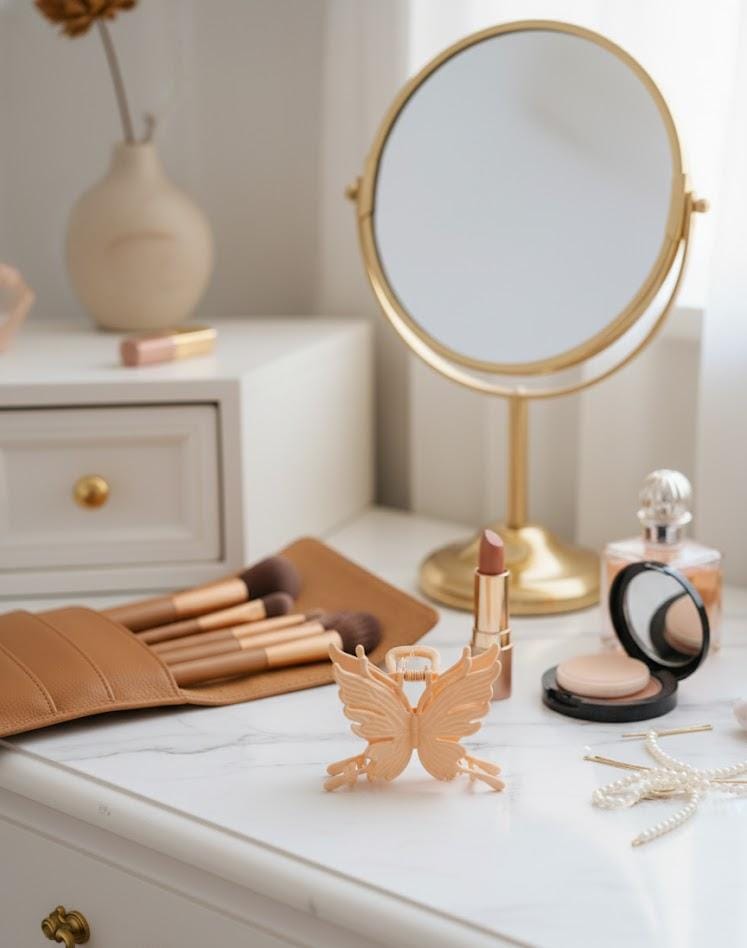 Nalvion Peach Matte Butterfly Hair Claw Clip – Strong Grip | Korean Style | Premium Finish