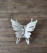 Nalvion Grey Matte Butterfly Hair Claw Clip – Strong Grip | Korean Aesthetic | Premium Finish