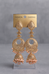 ⭐ NALVION – Royal Gold Kundan Jhumka Earrings