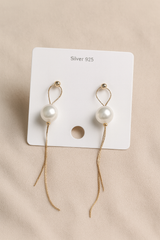 ⭐ NALVION – Elegant Gold Thread Pearl Drop Earrings