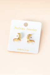 Golden Crescent Stud Earrings – Crystal Shine