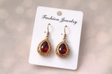 Royal Red Teardrop Earrings – Gold Vintage Frame