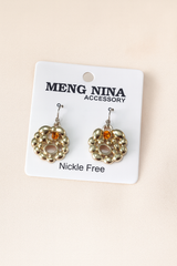 Gold Bubble Hoop Earrings – Amber Crystal Accent