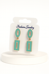 Nalvion – Mint Green Geometric Drop Earrings (Trendy Statement Look)