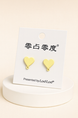 Nalvion – Soft Yellow Mini Heart Earrings (Cute Korean Style)