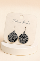 Nalvion – Black Antique Round Tribal Earrings