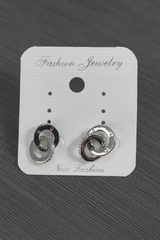 Silver Interlock Stud Earrings – Minimal Chic