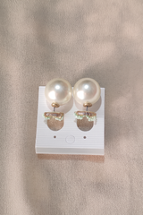Pearl Drop Studs with Mint Bead Detail