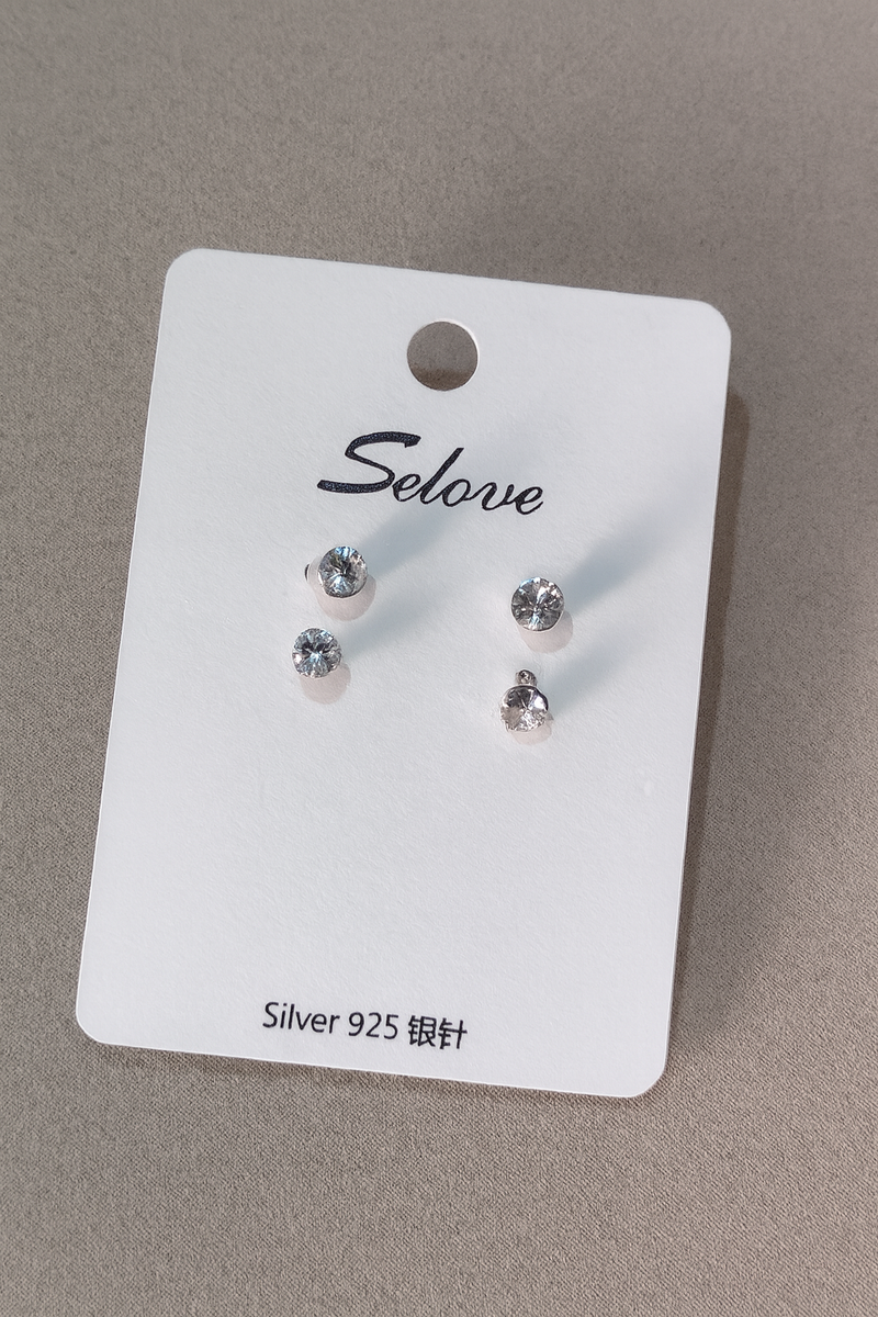 Selove Silver 925 Mini Stud Earrings — 2 Pair Set
