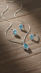 Aqua Grace Zircon Set – Necklace, Earrings & Ring (Last Restock)