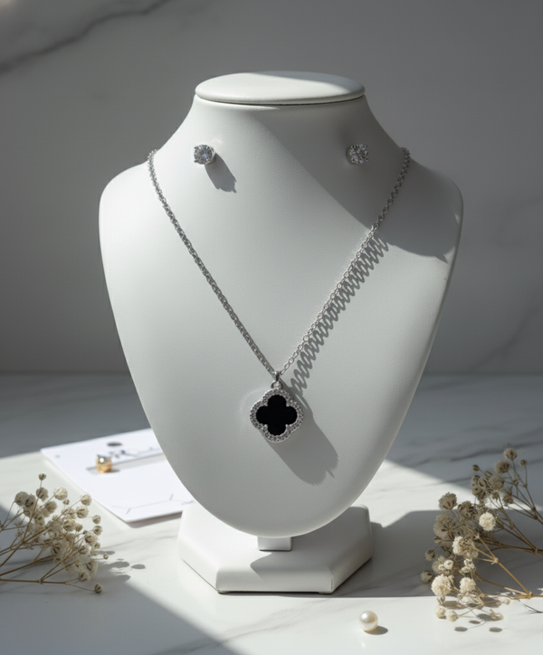 ⭐ Elegant Clover Pendant Set – Gold & Silver Edition