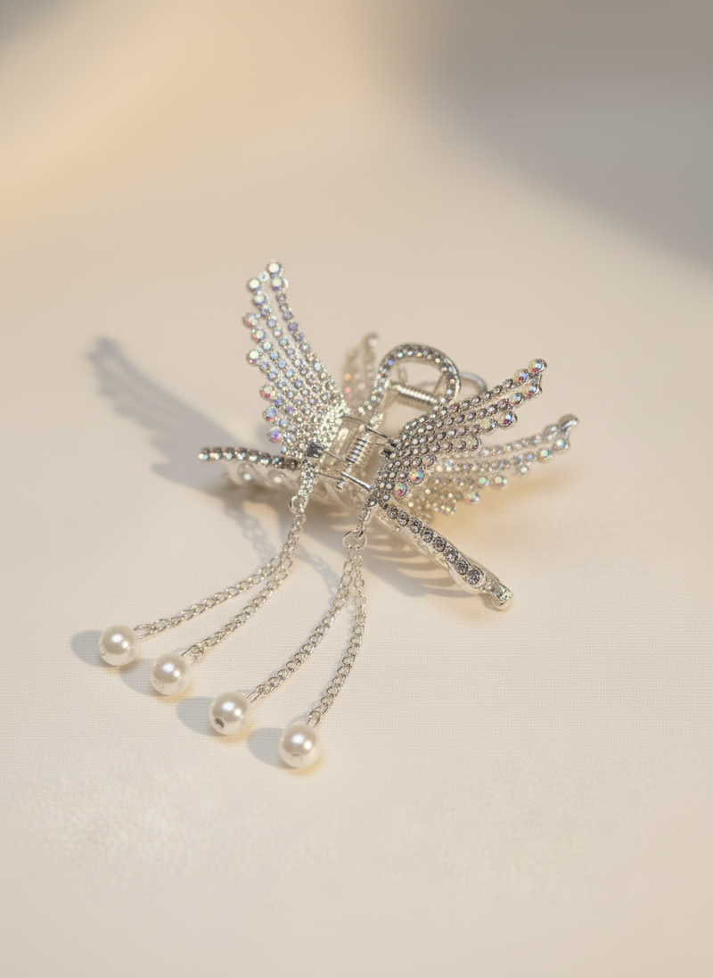 🦋 Nalvion Butterfly Pearl Tassel Hair Clip