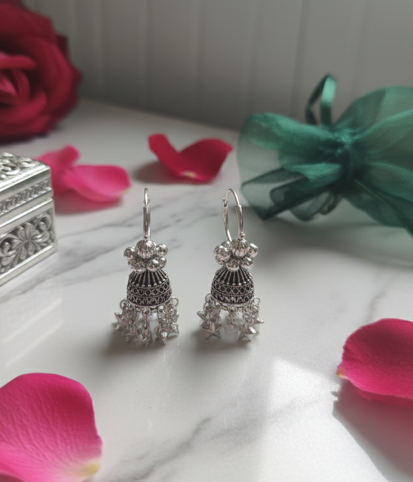 Antique Silver Star Jhumka – Classic Charm by Nalvion