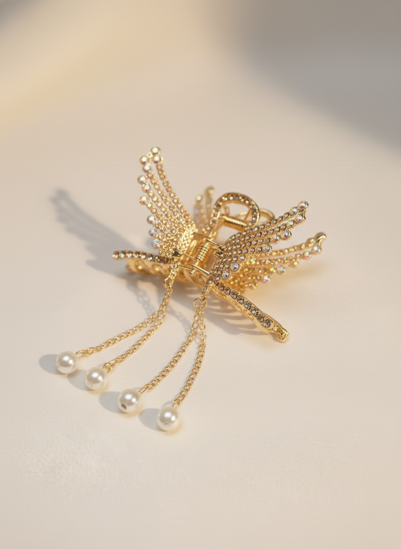 🦋 Nalvion Butterfly Pearl Tassel Hair Clip