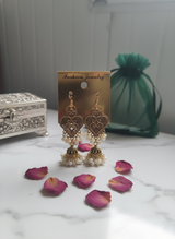 Vintage Golden Heart Pearl Jhumka – Royal Elegance by Nalvion