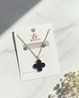 ❤🖤 Clover Charm Pendant Set – Red & Black Variant