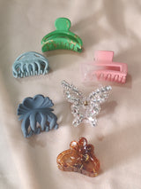 Nalvion 6-Piece Premium Designer Hair Claw Set – Crystal, Matte & Gloss Glossy Mix | Strong Grip | Korean Aesthetic