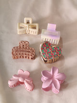 Nalvion 6-Piece Premium Aesthetic Hair Claw Set – Bow, Weave, Heart, and Floral Designs | Luxe Korean Collection