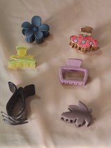Vintage & Pastel Mini Hair Claw Clips – Set of 6 | Strong Grip & Trendy Shapes