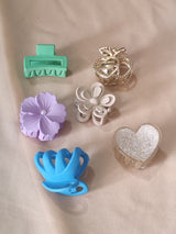 Pastel & Luxury Hair Claw Clips – Set of 6 | Strong Grip | Korean Trendy Mix