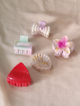 Premium Mini Hair Claw Set – 5 pcs | Pearl Bow, Floral, Shell & Matte Collection