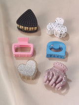 Premium Trendy Hair Claw Set – 6 pcs | Matte + Glitter + Rhinestone Mix